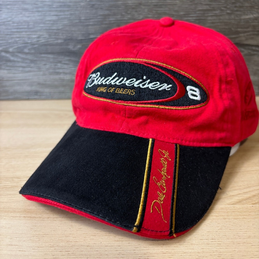 Vintage Dale‎ Earnhardt Jr Hat Cap Fitted One Size Red NASCAR Chase Budweiser